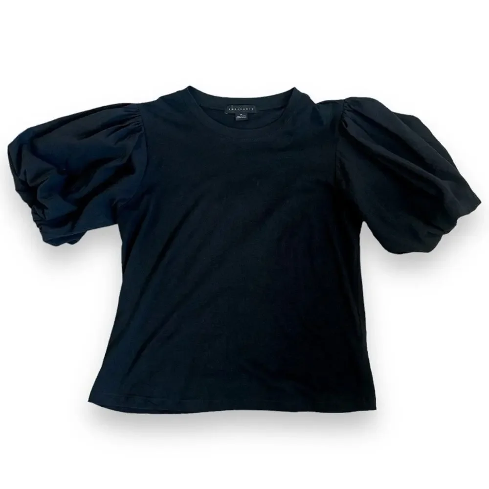 Sanctuary - Dream State Tee, Black Puff Sleeve Top Size Medium - Picture 3 of 13